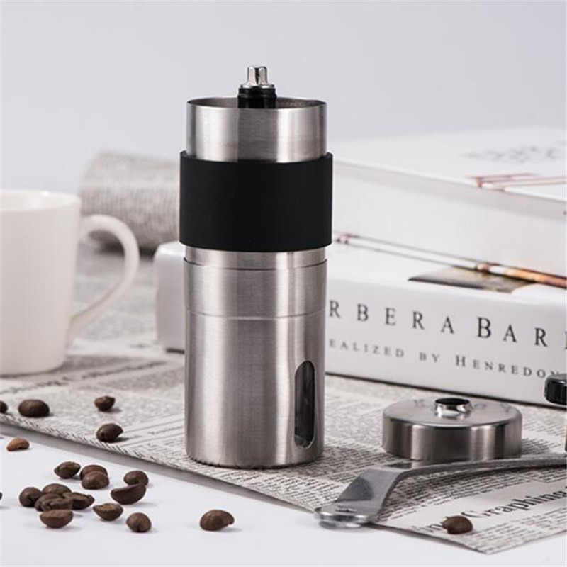 Silver Coffee Grinder Mini Stainless Steel Hand Manual Handmade Coffee Bean Burr Grinders Mill Kitchen Tool Crocus Grinders