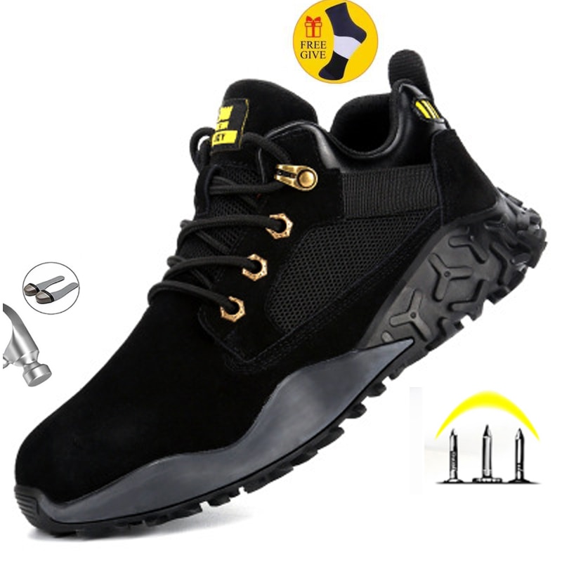 Zapatos de seguridad antideslizantes para hombre, zapatillas informales reflectantes, antideslizantes, con punta de acero, para trabajo Para Hombre