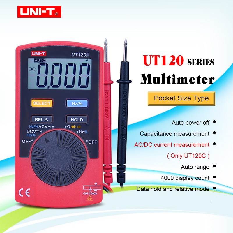 Mini Digitale Multimeter UNI-T UT120 Serie Digitale Lcd Palm Grootte Auto Range Multimeter Dc Ac Pocket