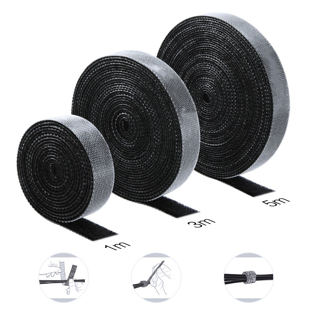 1/3/5M Cable Organizer Wire Holder Winder Nylon Ties Label Ribbon Wire Cable Tie