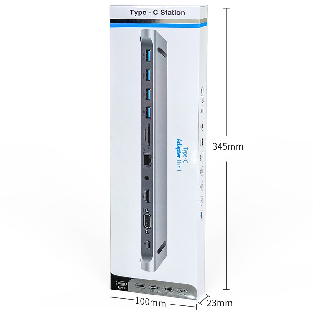 Estação de acoplamento/hub para laptops usando monitores duplos tipo c 11/12 em 1 para o portátil macbook com pd usb 3.0 hdmi mult interface