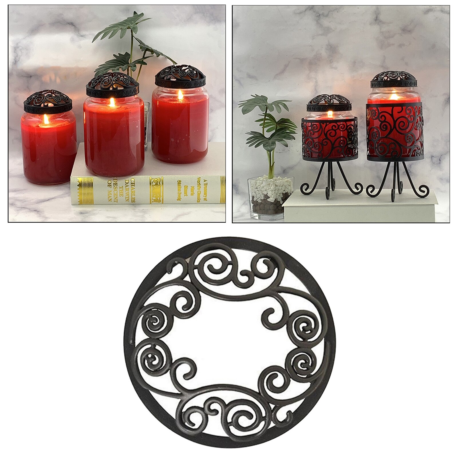 Jar Candle Topper - Candle Toppers to Burn Evenly Home Decor Accessories Candles Shades Sleeves Cover Top Lid: Style 6