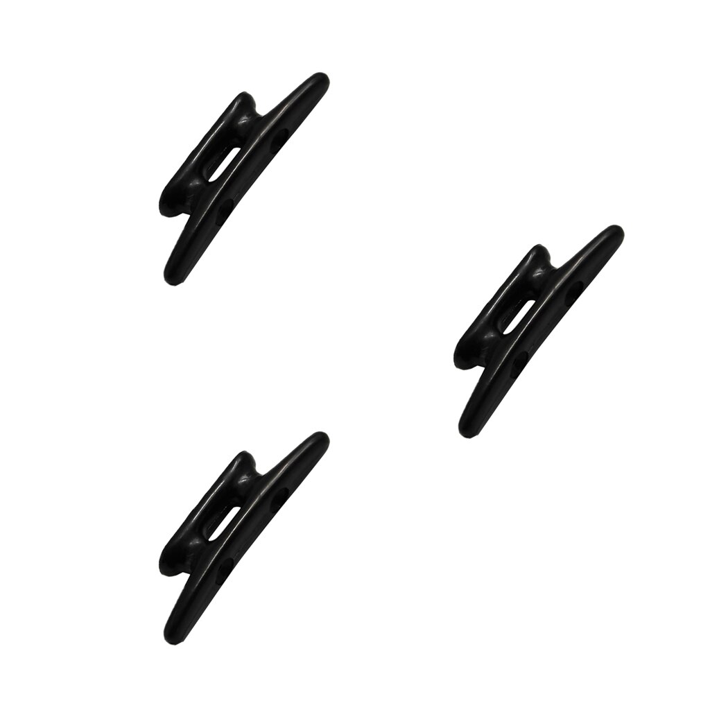 3 Pieces 3" Cleat Heavy Duty Black Nylon Open Base Boat & Dock Cleats