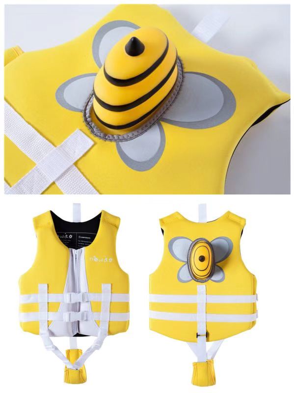 Pływanie plaża pływanie kamizelka ratunkowa kurtka dla dzieci z zwierząt na plecach: YELLOW / L