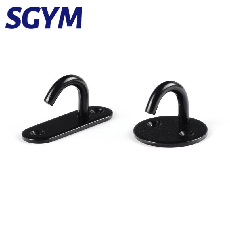1pcs Black Stap Ring wall Hook Heavy Duty Fixed Pad Eye Plate Deck Door Buckle U-Shaped Heavy Duty Ceiling Mount Hanger