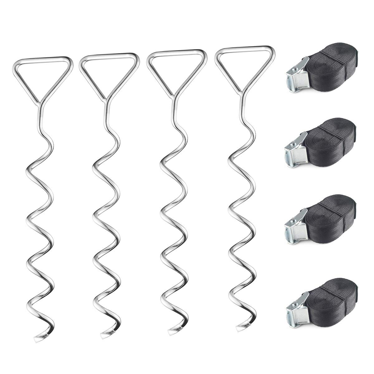 Heavy Duty Trampoline Ground Anchor Kit Trampoline Tie Down Kit for Trampolines, Swings, Garden Sheds, Playhouses: 8 pcs