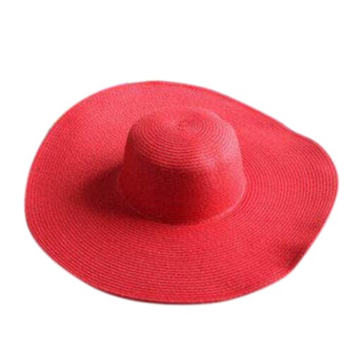 Seaside large brim hats summer straw hat foldable sun hat Summer Sun Hats For Women large Brimmed Straw Sun Hat Folding Beach Gi: Red