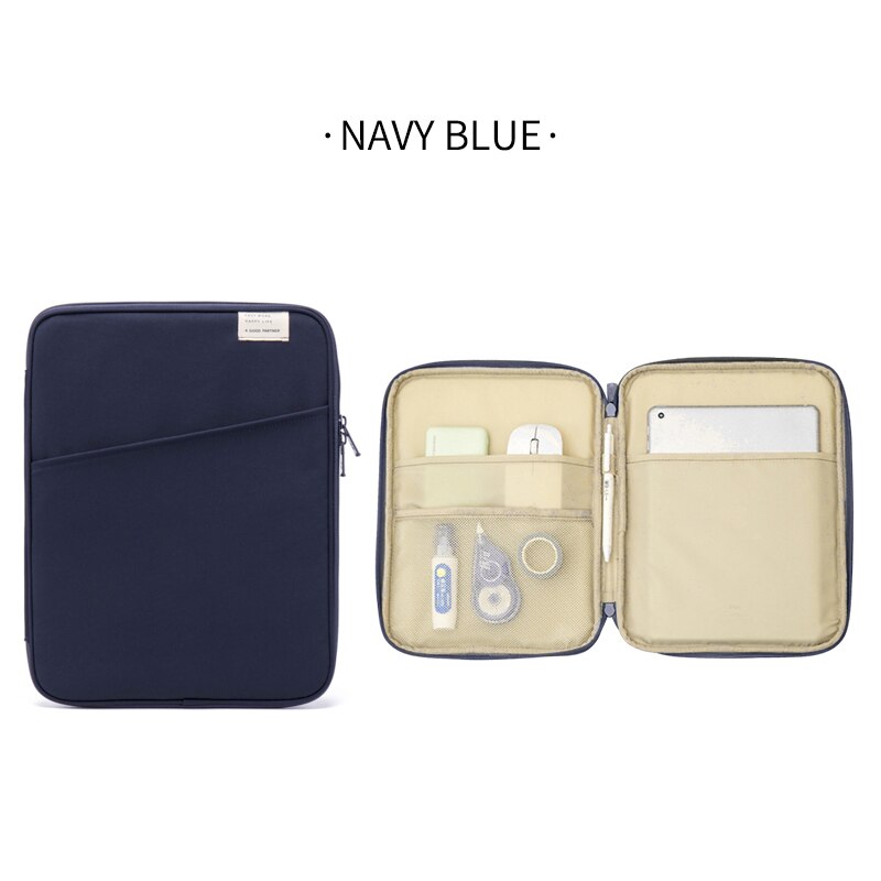 Portable Travel Briefcase Women Men's Document Bags Business Pouch Waterproof Worker office Notebooks Pens Organizer Case: 11inch Navy blue