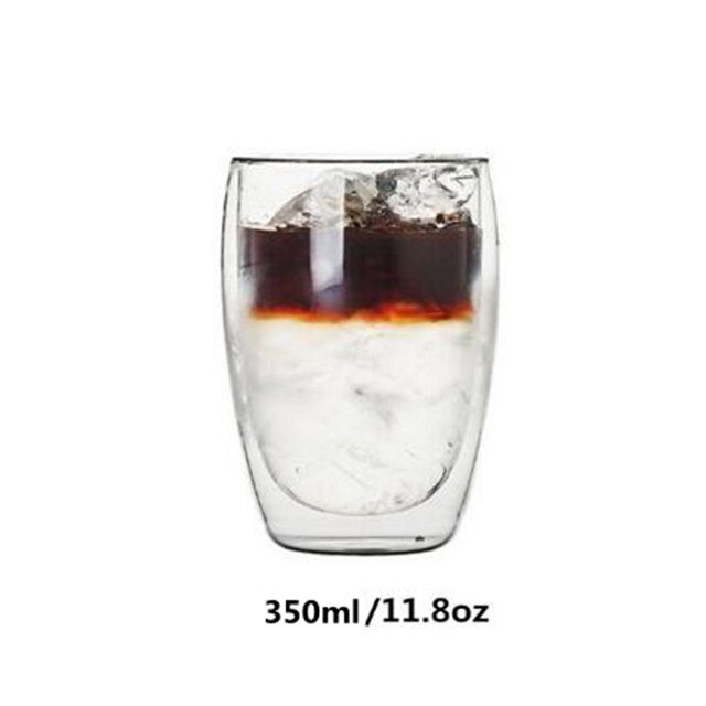 Double Wall Espresso Cup 80/250/350/450ml Heat Resistant Clear Glass Double Bottom Cup Cafe Drinkware Kitchen Bar Drinking Cup: 350ml-1pcs
