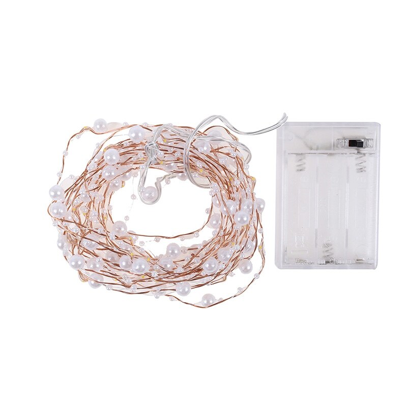 Battery Operated Pearl LED Copper Wire String Lights Pearlized Fairy Lights For Wedding Home Party Christmas Decorations