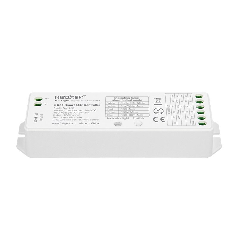 Miboxer LS2 LED Controller 5 in 1 Wireless Control DC12V-24V 15A for Single Color, CCT, RGB,RGBW,RGB+CCT LED Strip