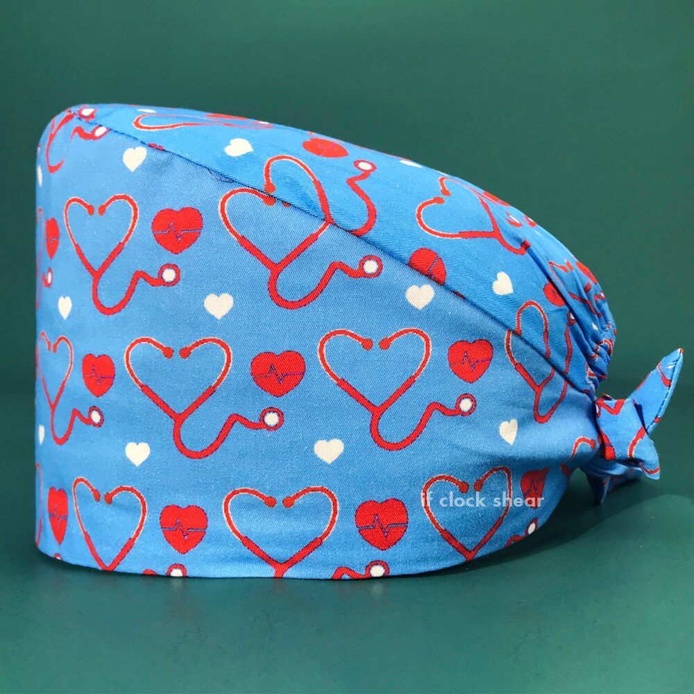 Ziekenhuis Scrubs Vrouwen Hoeden Pet Grooming Chirurgische Hoeden Tand Schoonheid Verpleging Hoed Multicolor Caps Met Zweet-Absorberende: 22196