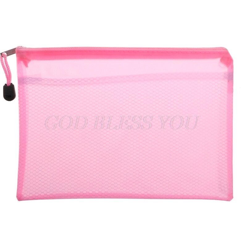 1Pc Folder for documents Capacity A5 Zipper File Pocket Storage Organizer Office School Waterproof: Pink