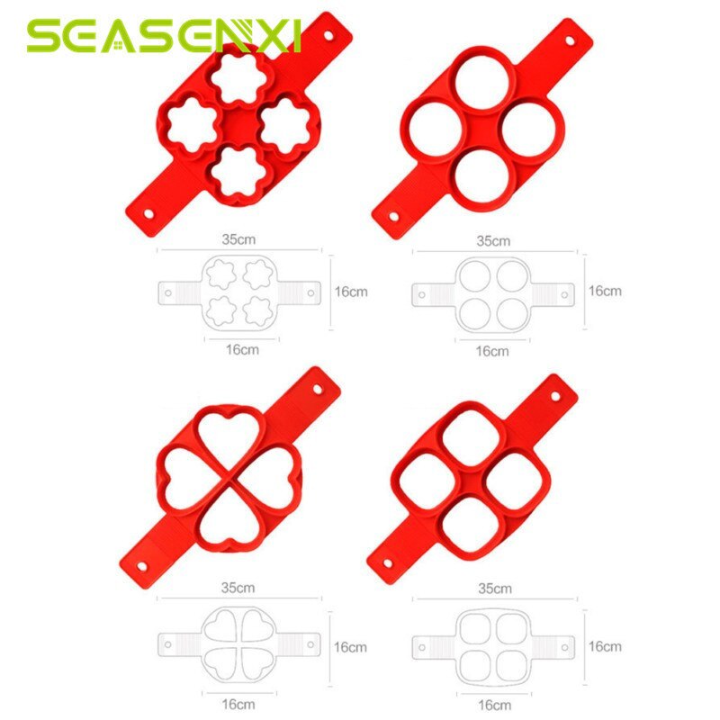 Silicone Nonstick Pancake Maker Mold Christmas Heart Egg Ring Mould Kitchen Frying Molds Cooking Tool Accessory Kids Breakfast