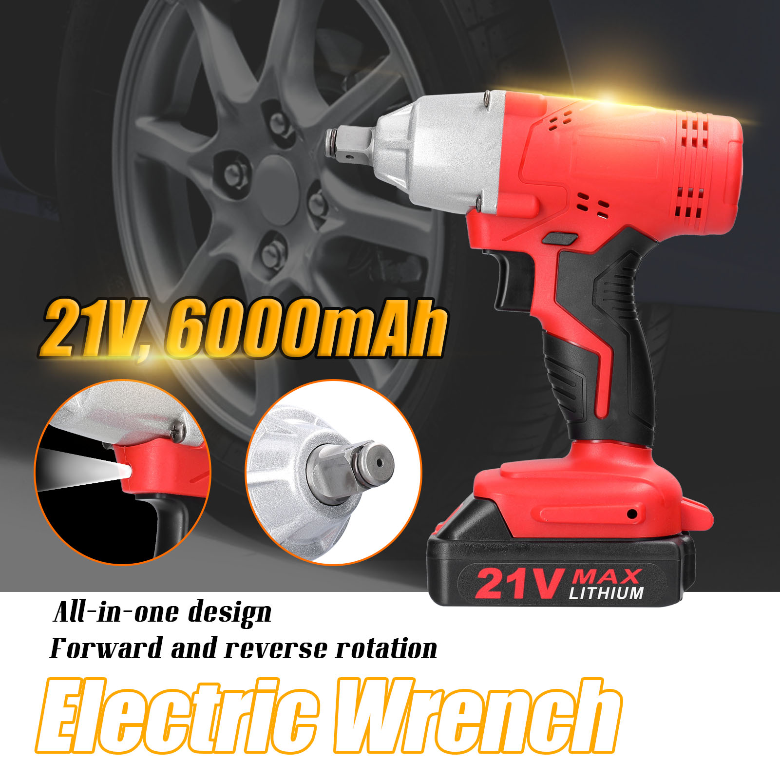 Cordless Electric Wrench Screwdriver Impact Drill Brush Motor Stepless Speed Control High Torque Power Tools Rechargble Battery