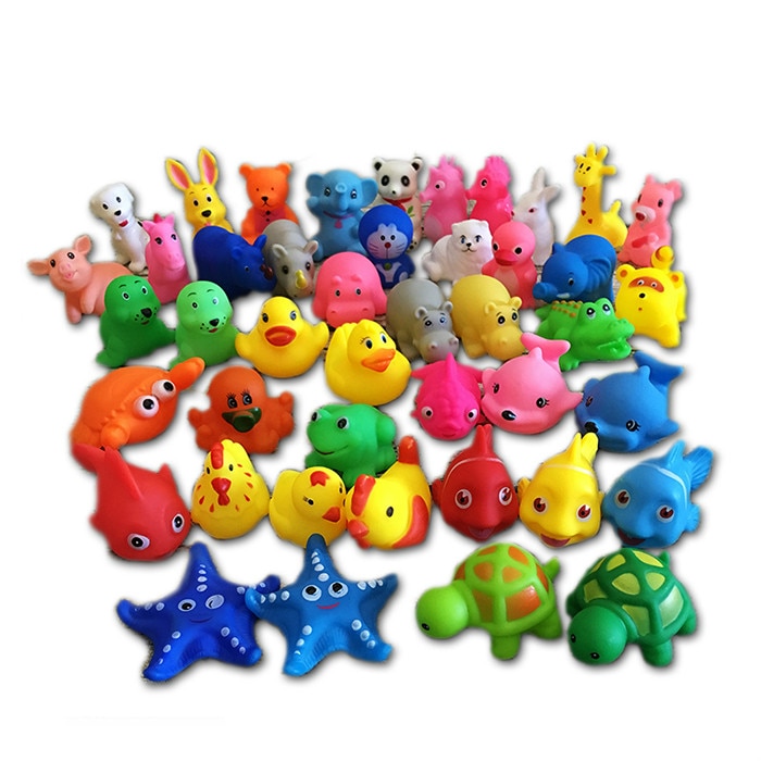 13 Stks Mooie Gemengde Dieren Kleurrijke Zachte Rubber Float Squeeze Sound Piepende Baden Speelgoed Voor Baby