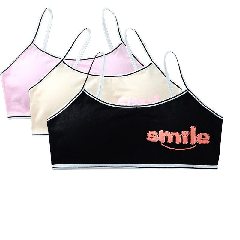 Sujetadores de entrenamiento para niñas, ropa interior de algodón con letras bonitas, para adolescentes y niños, 3 unids/lote: C