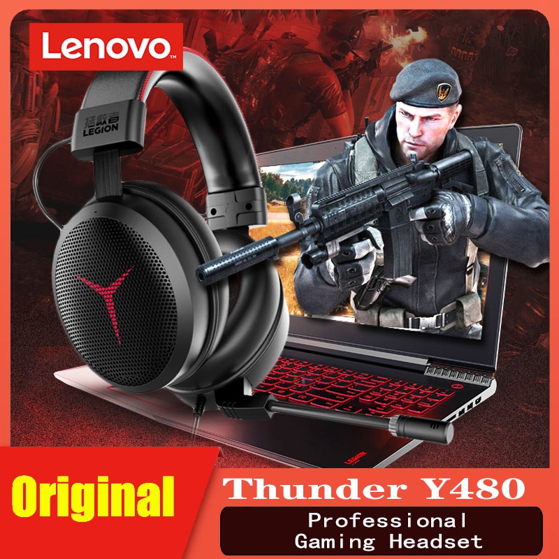 Casque de jeu d'origine Lenovo USB casque filaire 40MM pilote casque Vibration 7.1 Surround avec micro Y480 Professiona pour le jeu