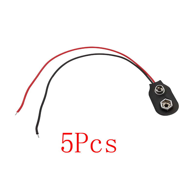 5pz 9 V connettore clip batteria I/T tipo 9 volt fibbia batteria scatta cavi custodia 5.5x2.1mm DC spina maschio per Arduino fai da te: esercito verde