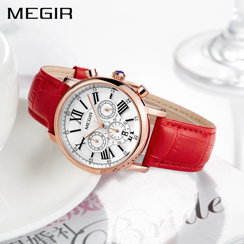 Reloj MEGIR de las mujeres de la relojes de pulsera superior de la de lujo de las señoras reloj de cuarzo reloj para los amantes Relogio femenino deporte Relojes