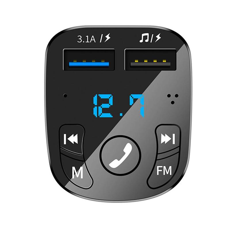Billaddare för telefon bluetooth trådlös fm-sändare  mp3 spelare dubbel usb-laddare tf-kort musik handsfree bilsats