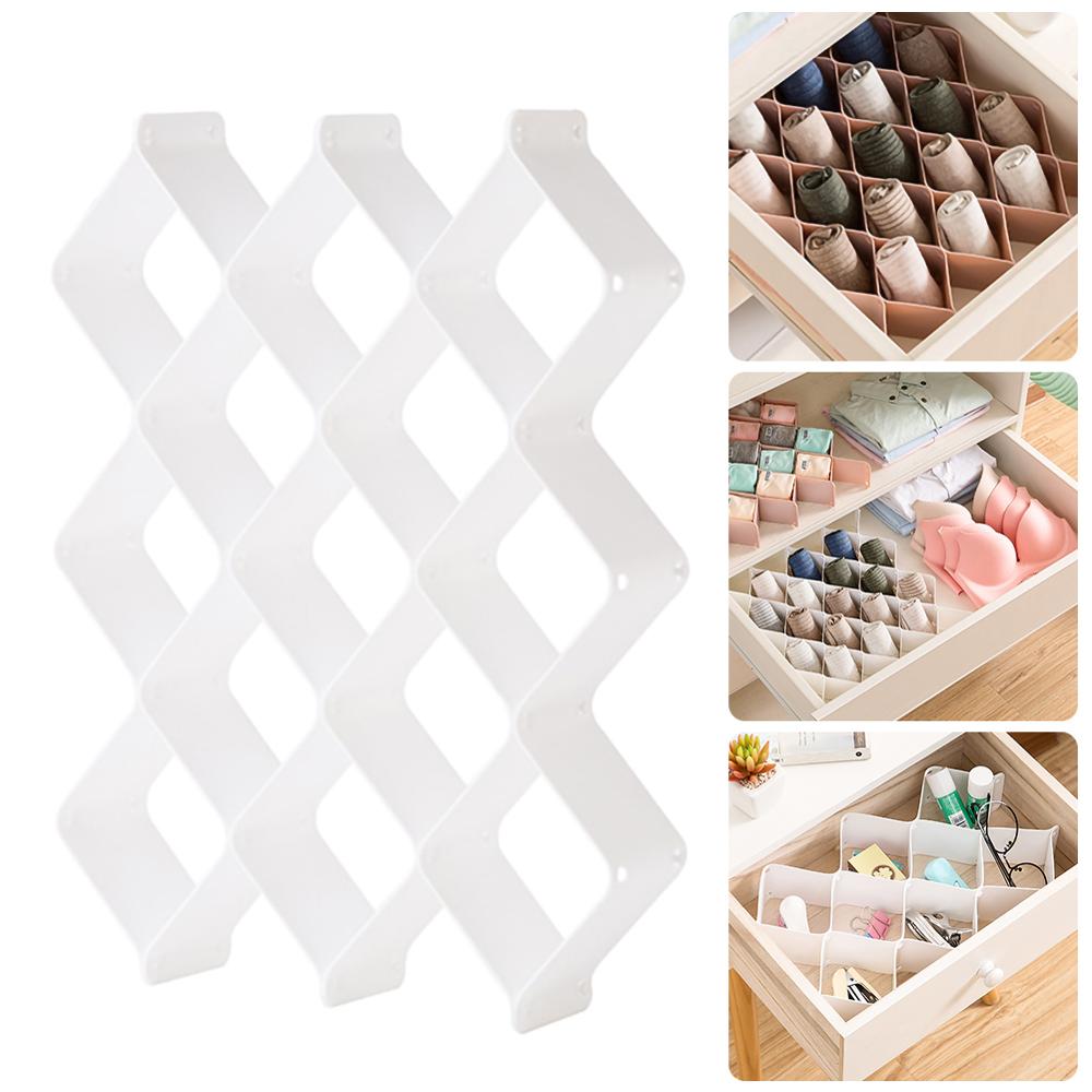 Tiroir en forme de nid d'abeille, Partition en plastique, 6 tablettes, diviseurs de placard pour petits vêtements et plinthe cosmétique: WHITE