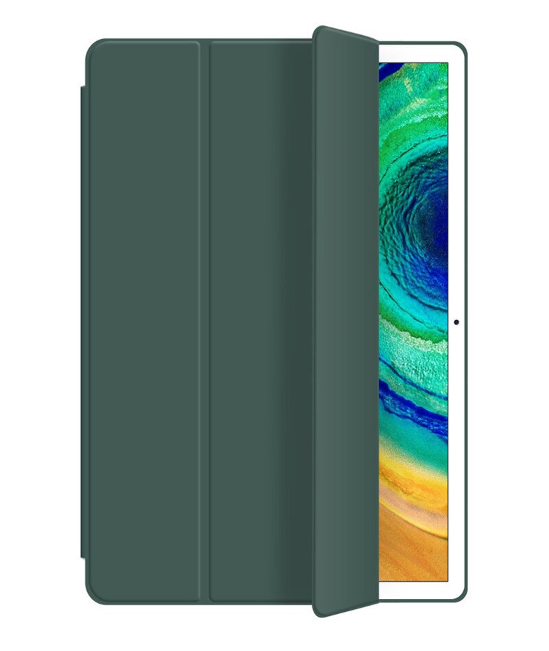 Silicone Cover For Huawei Mediapad M6 8.4 VRD-W09/-AL09 /M6 10.8 SCM-AL09/w09 Flip Silicone Stand for mediapad m6 Case +film+pen: dark green / For M6 8.4 inch