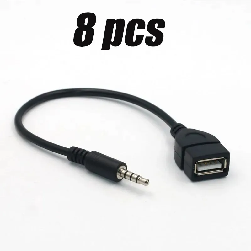 1/10 stks Zwarte Auto AUX Audio Kabel Naar USB Audio Kabel Auto-elektronica voor Muziek afspelen Auto Audio Kabel USB Hoofdtelefoon Converter: Oranje