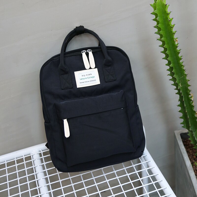 Multifunction women backpack youth korean style shoulder bag laptop backpack schoolbags for teenager girls boys travel: Black