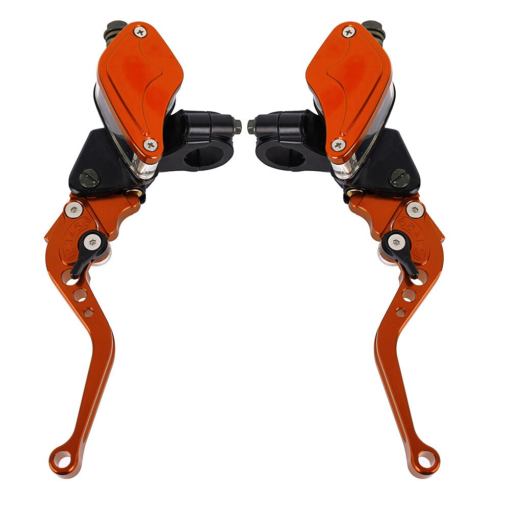 Cnc aluminium 7/8 &quot; 22mm motorcyklers hydrauliske bremsekoblingssæt med hovedcylinderbeholder: Orange