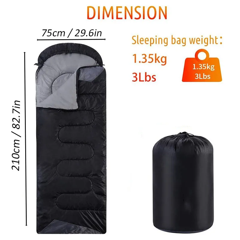 Extra tjock xl sovsäck stor bred camping sovsäck bärbar vattentät för backpacking vandring varmt och kallt väder