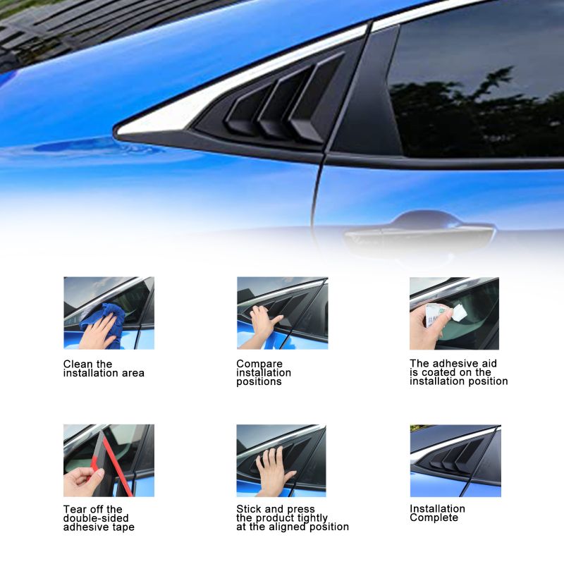 Para Honda Civic 10. a generación Sedan ventana lateral trasera persianas de ventilación de aire Scoop Shades cubierta molduras persianas accesorios de carbono para coche