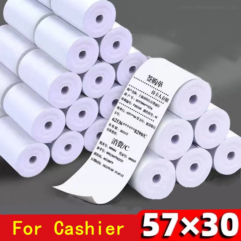 57x30mm (2.17*1.18inch) Receipt Thermal Paper Printing Label Roll for Mobile POS Photo Printer Office Stationery