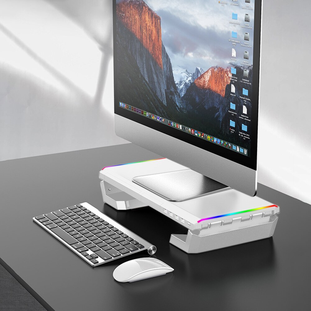 Rgb Desktop Monitor Houder 4 Usb 2.0 Laptop Stand Base Computer Scherm Riser Draagbare Desktop Stand Monitor Supportor
