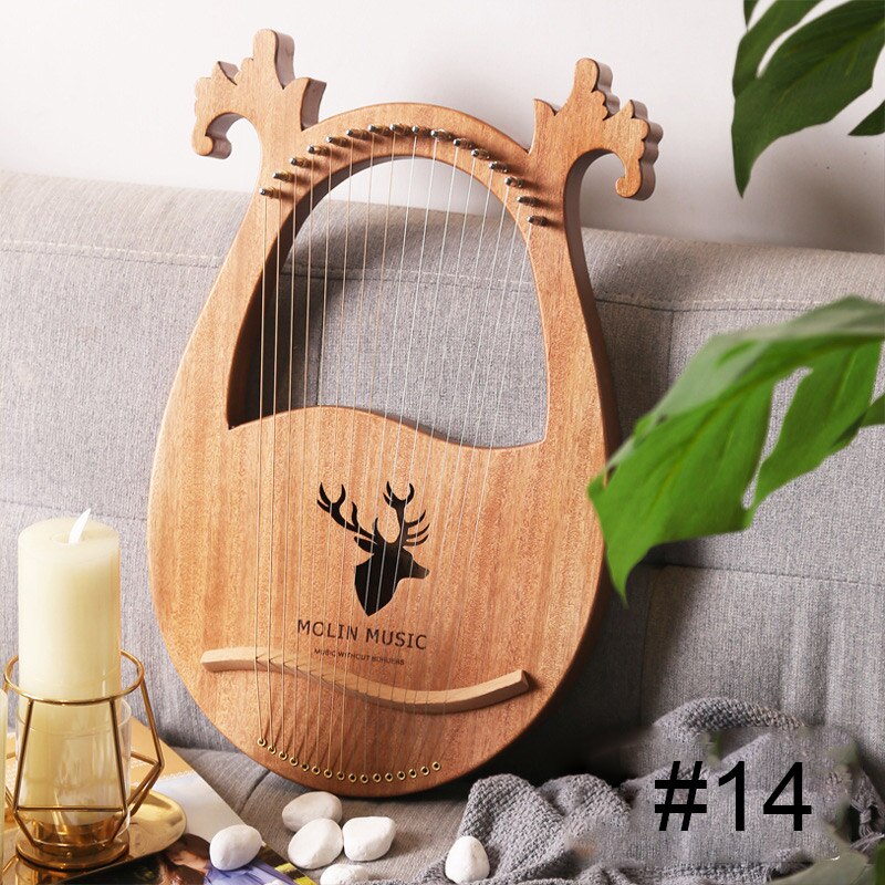 16-Tone Log Lyre Portable Musical Instrument 16-Strings Solid Wood Veneer Lyre Stringed Instrument LMH66: 14