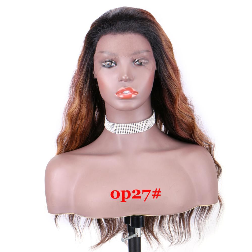 WonderLady OP430# Ombre Wigs For Women Black Brown Color Synthetic Lace Front Wigs With Baby Hair Natural Hairline Free Part 22": OP27