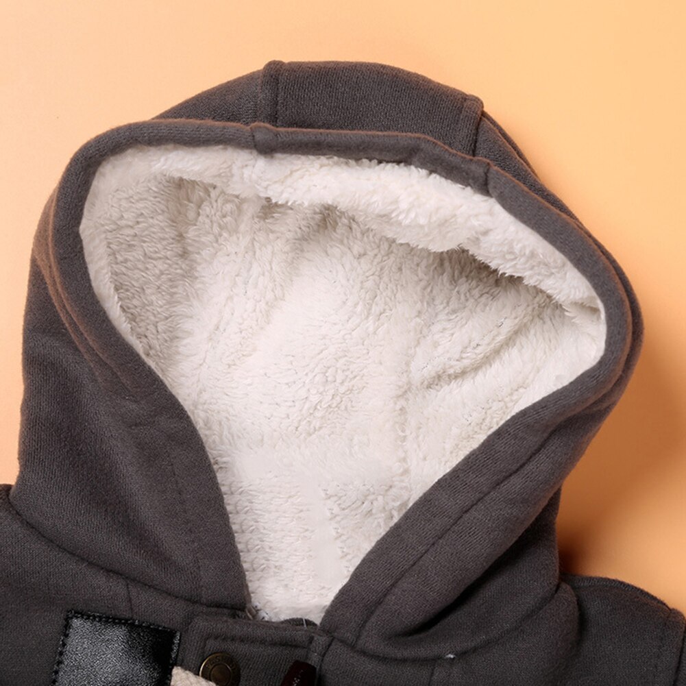 Cute Winter Warm thick Baby Boys Kids Hooded Coat Cotton Zipper Hooded Cotton Jacket Clothes Outerwear Duffle Winter Warm Coat