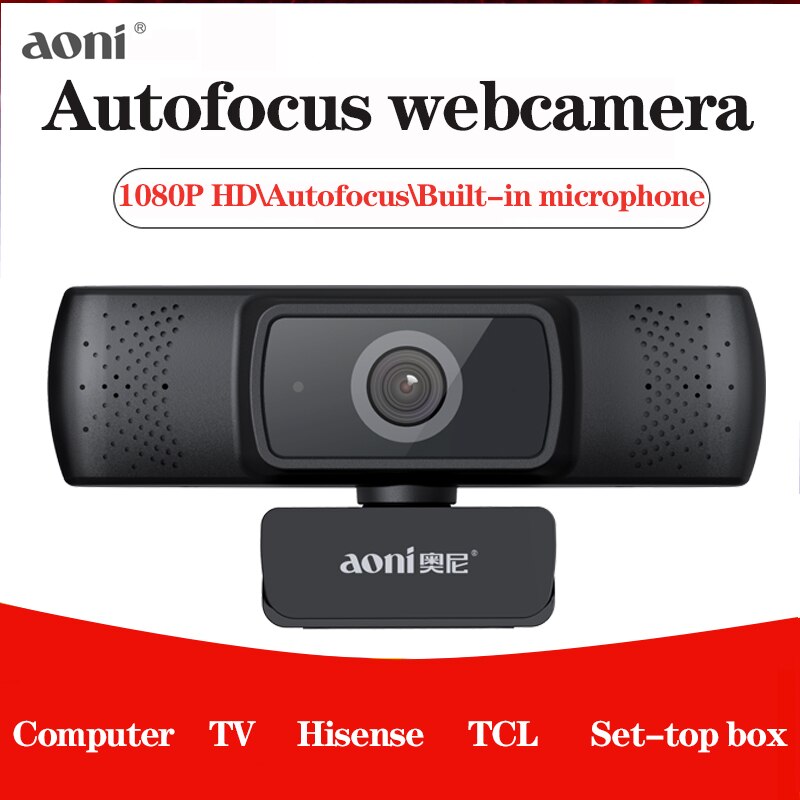 Aoni A31 Webcam 1080P Hd Webcam Met Ingebouwde Hd Microfoon Usb Plug En Play Webcam 1080P autofocus, breedbeeld Video Web Cam