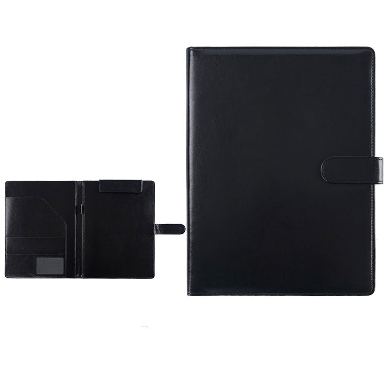 Vergadering Bestandsmap Multifunctionele Manager Map A4 Zakelijke Informatie Boek Lederen Map Schrijfblok Pad Schoolbenodigdheden: Magneticbutton black