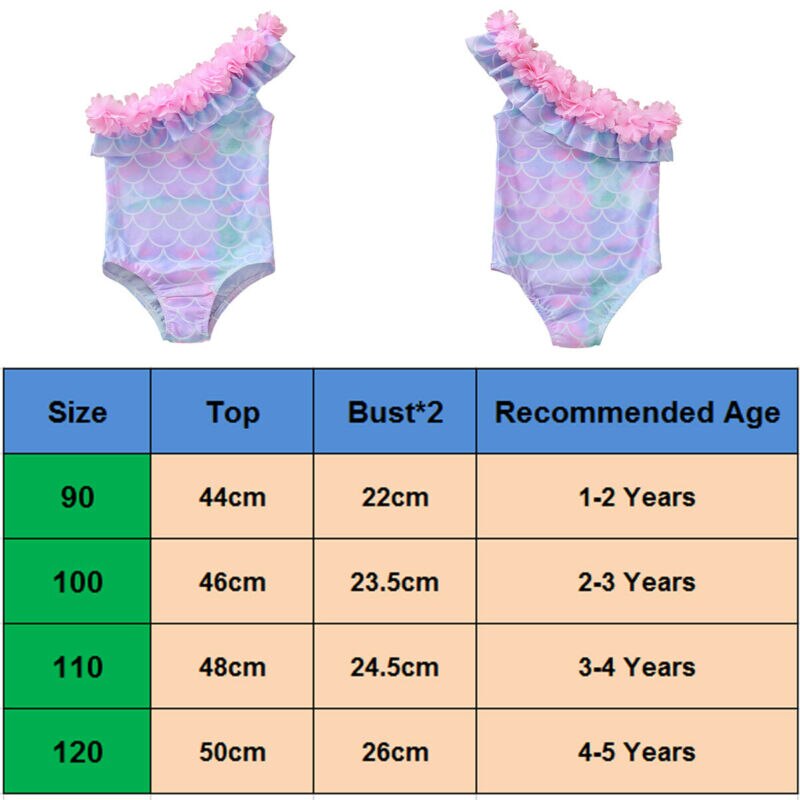 Trend børn baby piger havfrue fisk skalaer udskrive et skulder et stykke bikini badetøj badedragt badning strandtøj