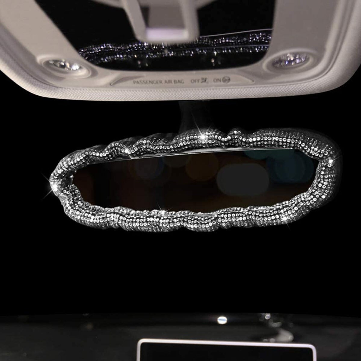 Universel voiture étincelle Bling strass intérieur volant couverture Console centrale coussin appuie-tête oreillers Auto accessoire ensemble: Rearview Mirror Cove