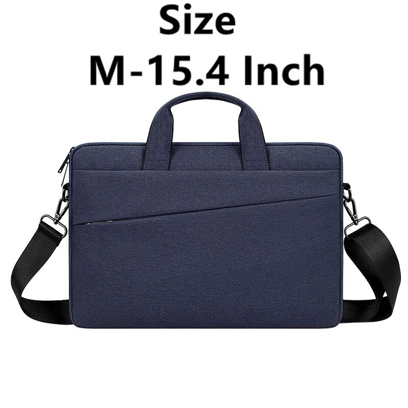 Men Women Briefcase For 13 14 15.6 Inch Laptop Waterproof Oxford Men's Handbag Business Women Single Shoulder Messenger Bag: M-15.4 Inch-NavyBlue