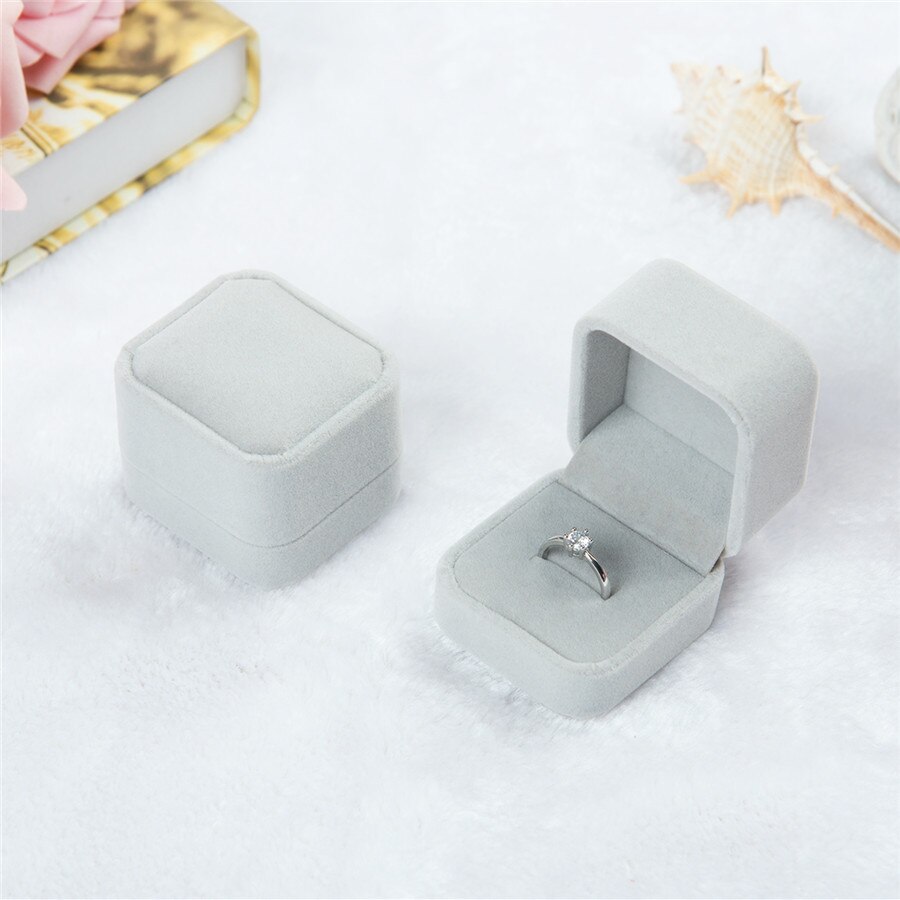 Luxus Schmuck Box Platz Samt Frauen Ohrringe Ringe Schmuck Verpackung Display Tragbare Reise Fall Hochzeit Braut Boxen: Grey