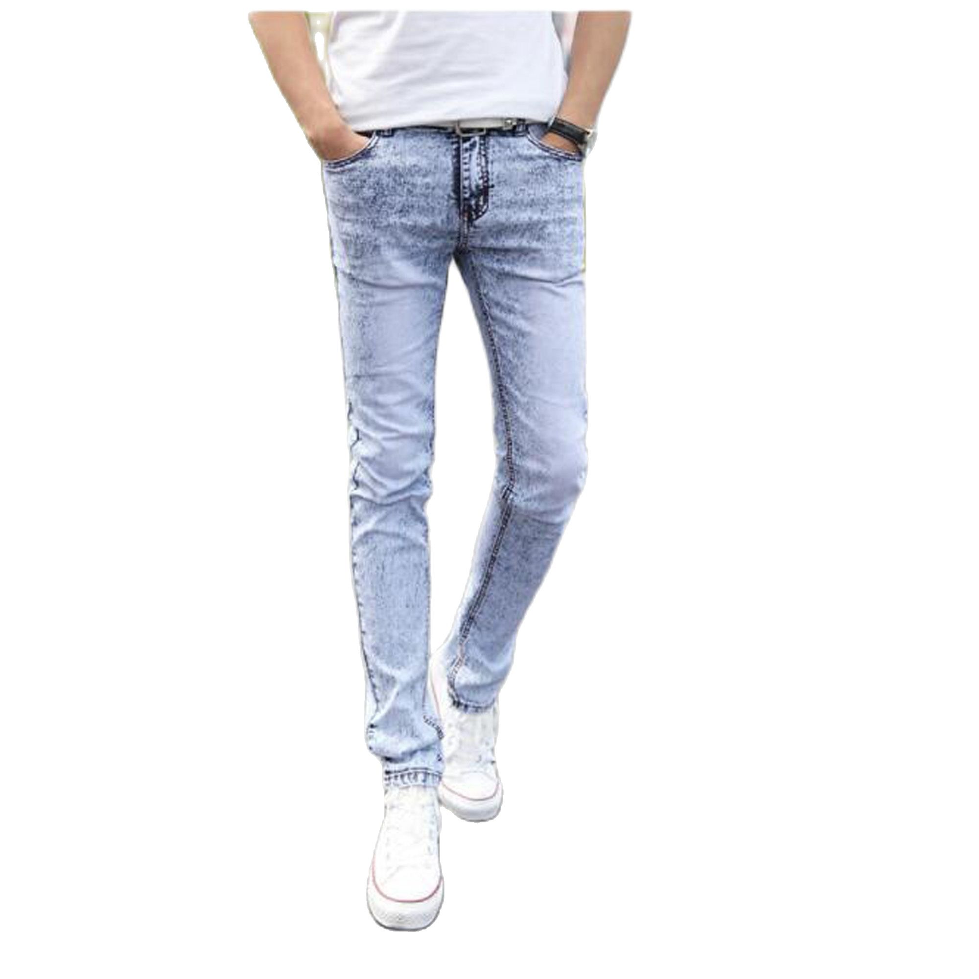Heren skinny jeans grijs/blauwe spijkerbroek heren potloodbroek slim jeans heren skinny lange jeans