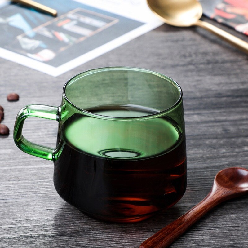 Taza de cristal gruesa de Color para el desayuno, taza de café resistente al calor para el hogar, con recipientes con mango, 350ml: B