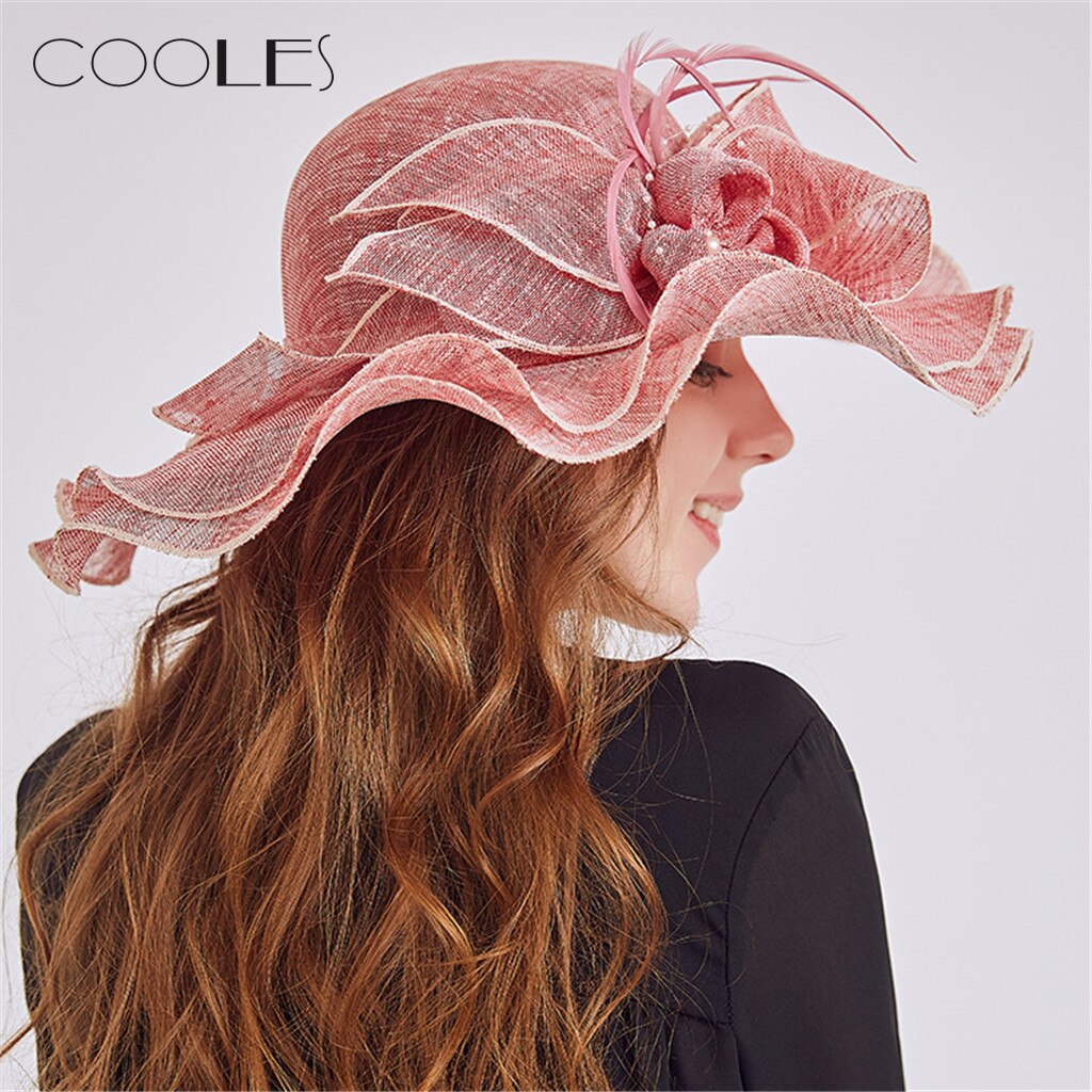 Elegante Frauen Sonnenhut frauen Organza Kirche Kentucky Fascinator Braut Tee Party Hochzeit Hütte Gorras шляпа женская летняя
