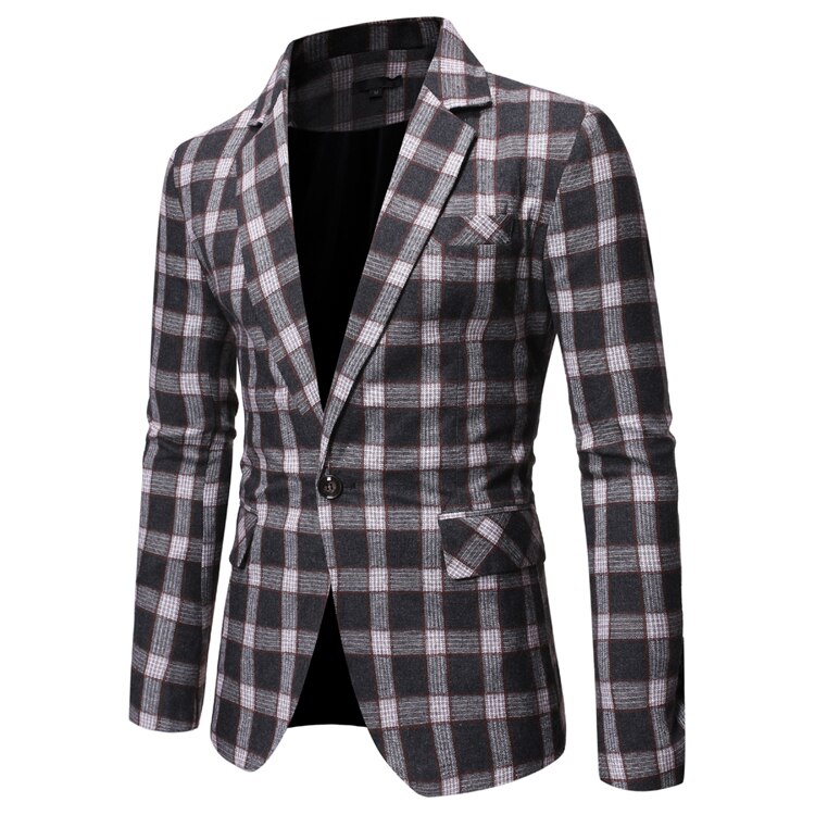 Märke pläd män kavaj kavaj slim fit enkelknapp långärmad kavaj masculino företag bröllop formell kostym kappa