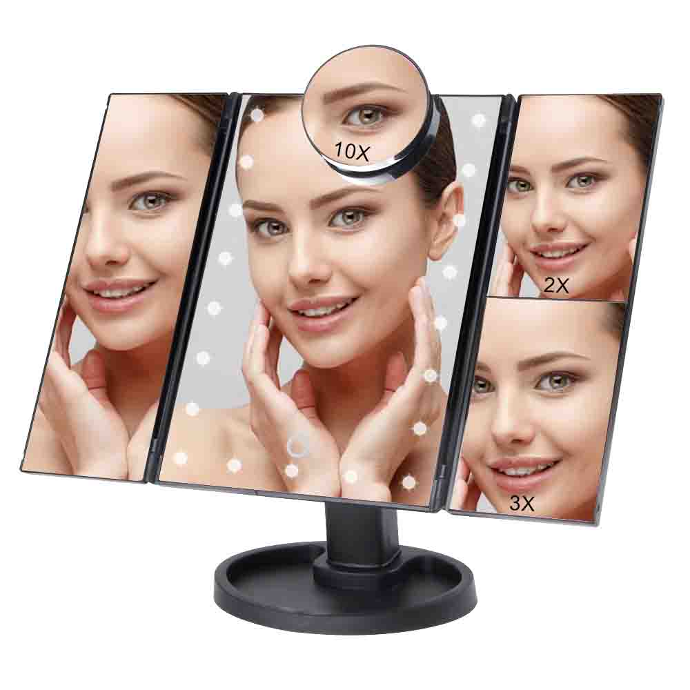 Vanity Mirror Touch Screen 22 LED Light Flexible 1X/2X/3X/10X Magnifying Makeup Mirror Cosmetic USB Or Battery Use Adjustable