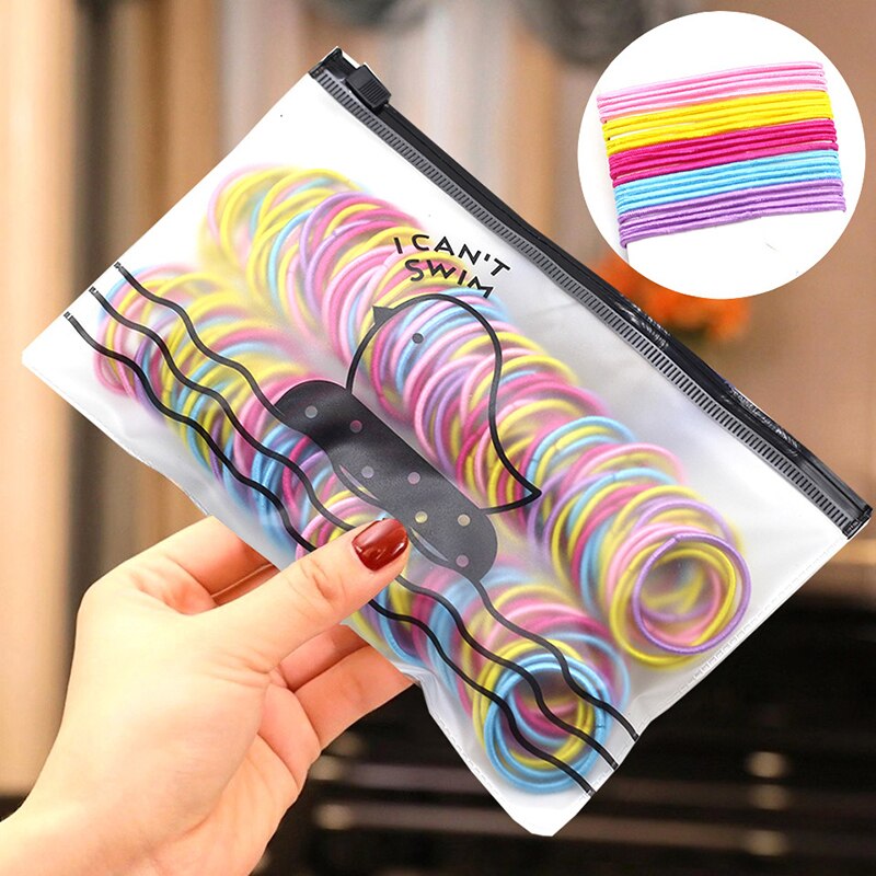 100PCS/Set Small Elastic Rubber Band Hair Rin Girls hair bands Hair Accessories Kids Ponytail fixed Headband Scrunchie Headdress: 100pcs-color