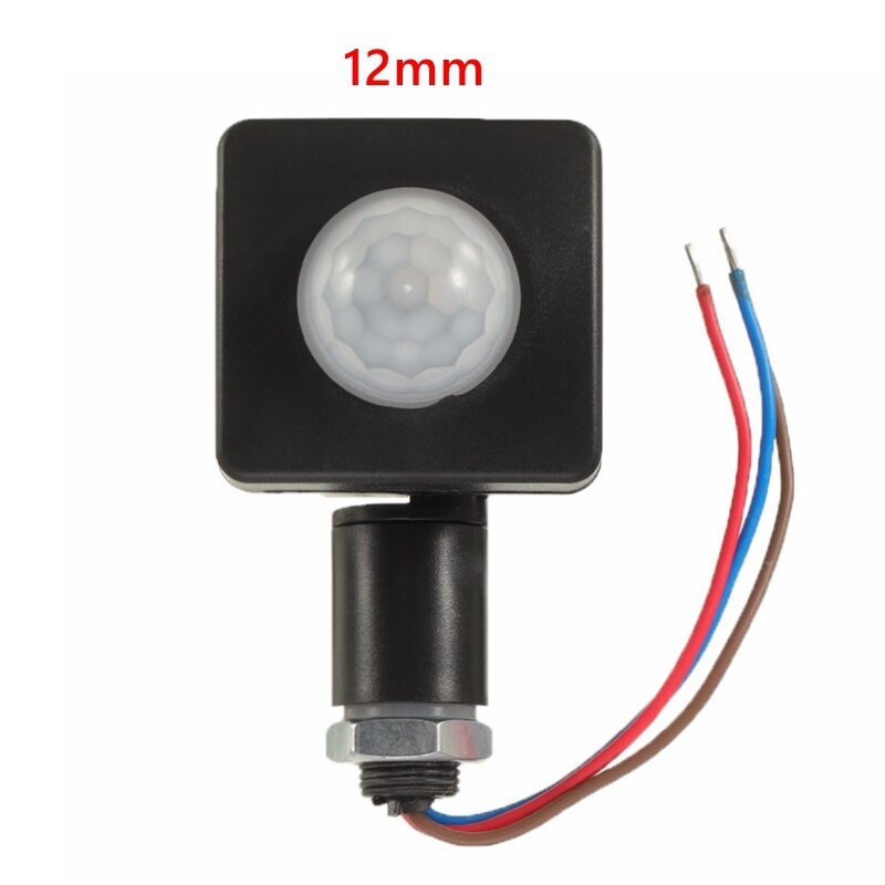 Waterproof Automatic PIR Motion Sensor Detector LED Flood Light Outdoor 85-265V IP65 Motion Sensor Adjustable PIR Switch: 12MM Black